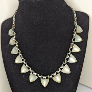 Vintage 1950s Coro Inspired Faux Stone Lucite Triangle Setting Necklace Spikes